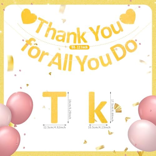 Thank You Banner Appreciation Banner for Appreciation Decorations Teacher Thanks Volunteer Events Office School Organization Thank You Parties (Gold) - Image 3
