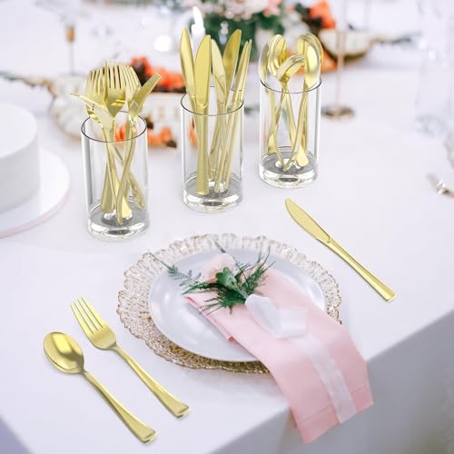 Dealusy 200 Count Heavy Duty Gold Plastic Silverware - Image 4