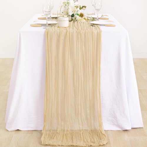 Champagne Cheesecloth Table Runner Farmhouse Sand Fall Table Runner 10ft - Image 3