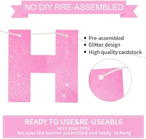 BEISHIDA Pre-Strung Dark Pink Happy Birthday Banner Party Sign Decoration - Image 3
