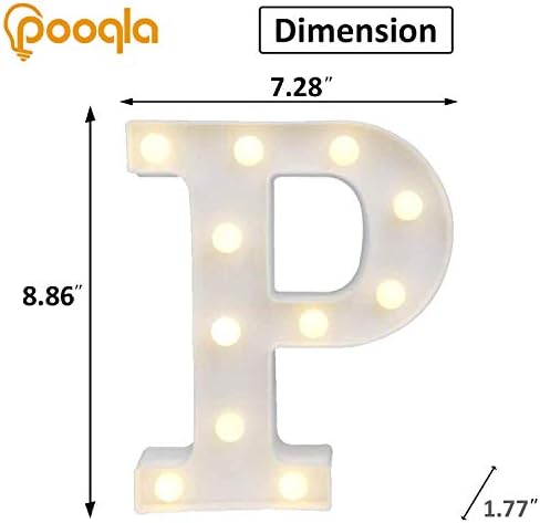 Pooqla LED Marquee Letter Lights, Warm White and Cool White Decorative Lighted Letters, Light Up Alphabet Letters for Boys Girls, Party, Wedding, Bar, Night Light, Birthday Decoration, Letter P - Image 5