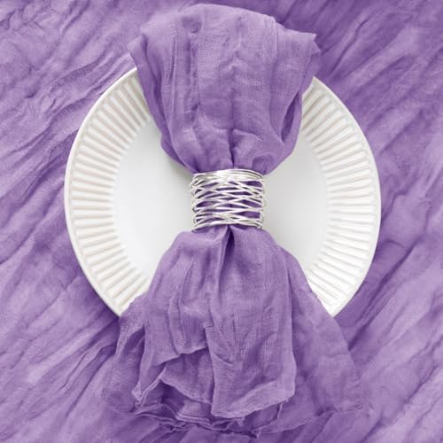 DeZerlor Purple Washable Cheesecloth Napkins Set of 20 for Wedding Party - Image 2