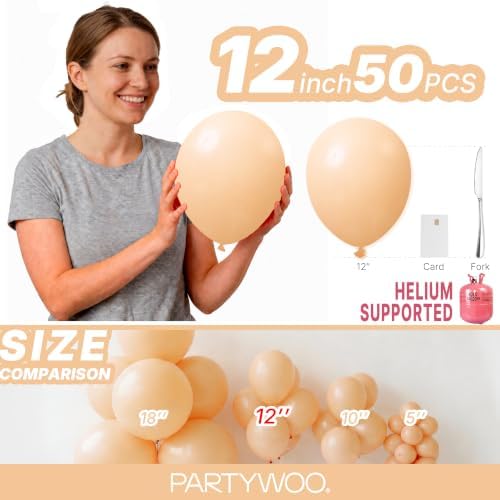 PartyWoo Nude Balloons 50pcs Apricot Boho Fall Neutral Color 12 Inch - Image 6