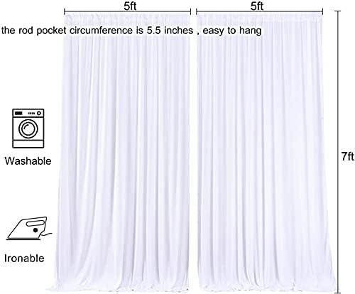 Wrinkle Free White Backdrop Curtains for Parties, Polyester Photo Backdrop Drapes 2 Panels 5x7ft for Photography Wedding Parties Birthday Background Baby Shower, 10ftx7ft - Image 6