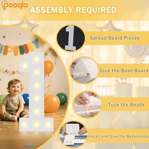 Pooqla 2.4FT Light Up Numbers for 50th Birthday Decorations for Her Him, Marquee Numbers 2.4 Feet Tall Party Decor for Gifts, Mosaic Big Sign for 50th Birthday Party Backdrop Decor, Large Number 50 - Image 4