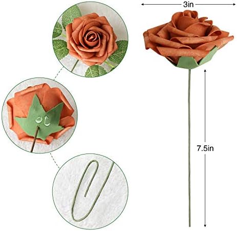 AmyHomie Burgundy Shades Rose 25pcs Real Looking Artificial Flowers w/Stem - Image 2