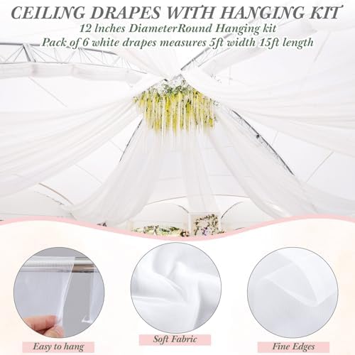 Breling Wedding Ceiling Drape Kit 24in 60" w X120 L Diameter - Image 6