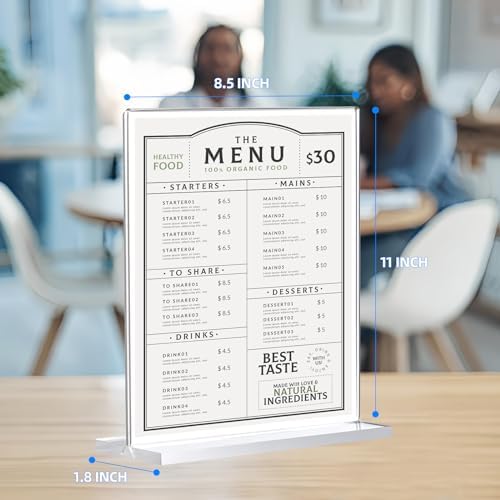 30 Pack Acrylic Sign Holder 8.5 x 11, Double-Sided Clear Sign Holder Plastic Stands for Display, T Shape Acrylic Table Sign Stands for Office Store Restaurants Wedding Party Decoration - Image 2