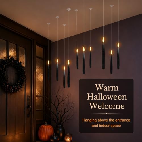 24 Floating Flameless Candles with Wands, Halloween Hanging Decor - Image 5