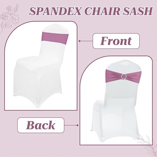 MDS Pack of 10 Spandex Chair Sashes for Wedding Party & Event – Dusty Pink - Image 4