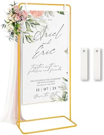 Wedding Sign Stand,Welcome Poster Easel Stand,Mustard Gold Tone by WeddingPartyDecoration