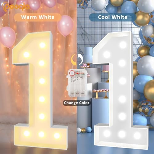 Pooqla 4 FT Marquee Numbers, Light Up Number 3 3rd Birthday Decorations - Image 2