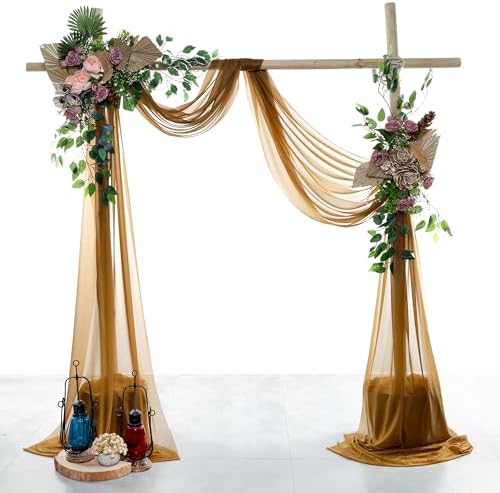 Pack of 2 Wedding Arch Drape Panel Fabric 30" x 30ft - Mocha - Image 2