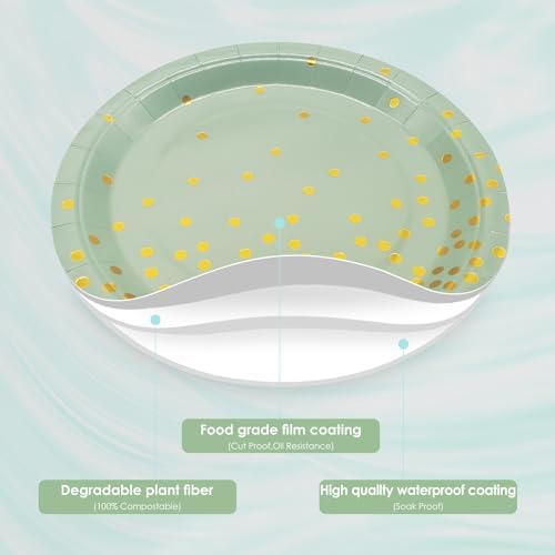 Sage Green Plates and Napkins Party Supplies - Image 6