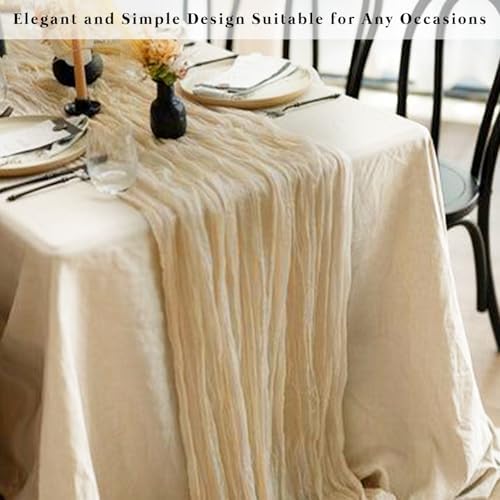 Sand 20 Pack 10FT Cheesecloth Table Runner 20 x 120 Inch Long Rustic Gauze Cheese Cloth Table Runner for Wedding Bridal Baby Shower Table Decorations Boho Fabric Sheer Birthday Party Table Decor - Image 7