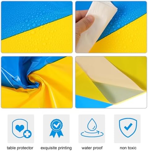 Oudain 6 Pcs Plastic Disposable Table Cloth 54" x 108", Blue, Yellow - Image 3