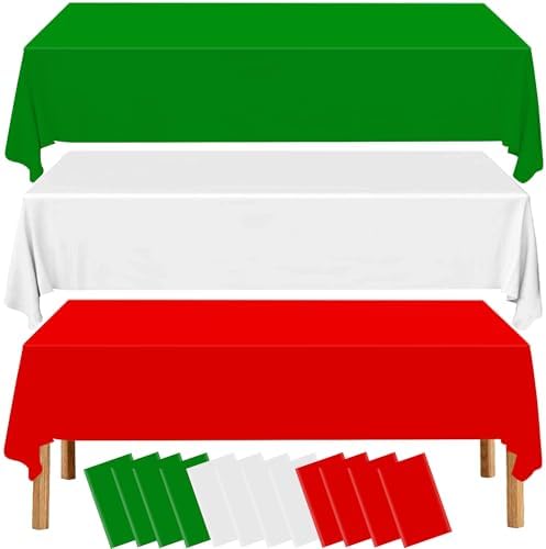 12 Pack Christmas Plastic Tablecloths, Red White Green by EUVBOKW