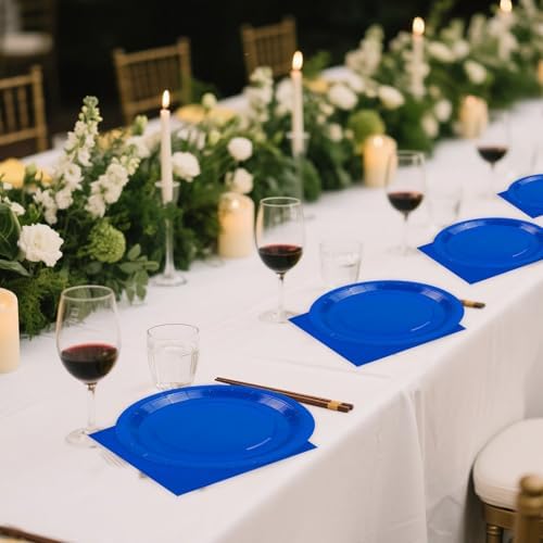 Blue 7Inch Paper Plates and Napkins Party Supplies, 50PCS - Image 5