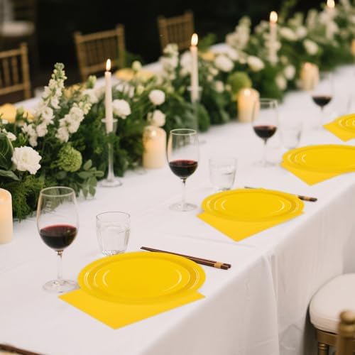 50PCS Yellow Paper Plates and Napkins, 7Inch Solid Yellow Dessert Plates - Image 6