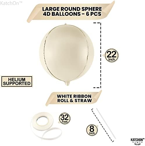 KatchOn Beige Mylar Balloons 22 Inch, Pack of 6, White Sand Balloons - Image 2