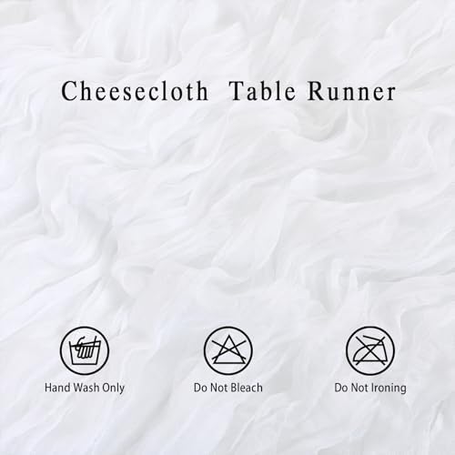 8 Pack White Cheesecloth Table Runner 17x108 inch Boho Gauze Cheese Cloth Table Runners for Wedding Party Baby Bridal Shower Home Decor - Image 4