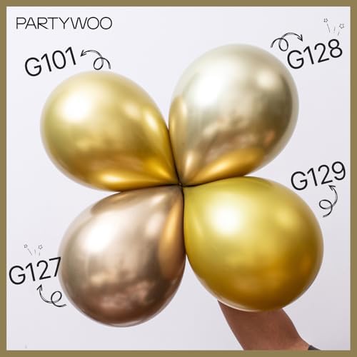 PartyWoo Metallic Gold Balloons 50pcs Chrome Gold Color 12 Inch - Image 4