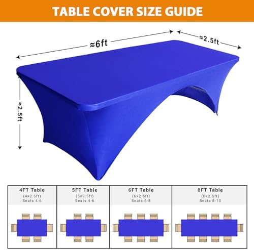 Eurmax USA 2-Pack Spandex Table Cover 6 ft. Fitted 30+ Colors Polyester Tablecloth Stretch Spandex Table Cover-Table Toppers,6 FT Table Cover Open Back (Royal Blue) - Image 5