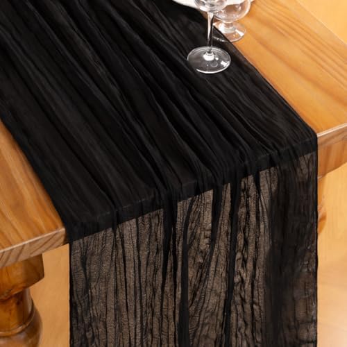 DeZerlor Black Cheesecloth Table Runner 1 Pack Halloween Runner - Image 2