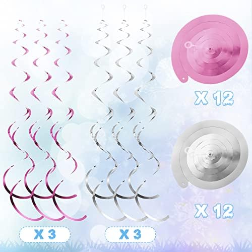 Sumind 30 Pcs Winter Wonderland Decor Snowflake Swirls, Pink, Silver - Image 4