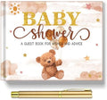 Fuyoooo 27 Pcs Brown Bear Baby Shower Guest Book Gold Pen Photo Corners by Liraitoya