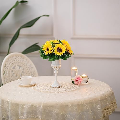BLOSMON Sunflower Artificial Flowers Ball - 2 Pcs Fake Sunflower Flowers CenterPieces Decoration for Wedding Table Silk Kissing Floral Arrangements for Home Party Event DIY Decor - Image 3