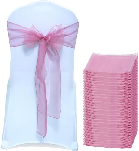 MDS Pack of 200 Organza Chair Sashes for Wedding & Event Décor – Dusty Pink by MDS