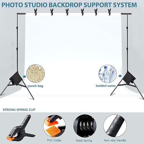 Photo Video Studio 10x7Ft (WxH) Adjustable Background Stand Backdrop Support System Kit with Carry Bag - Image 6