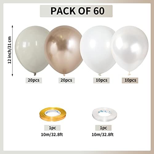 60Pcs Champagne Gold White Balloons for Birthday Engagement Party Decor - Image 2