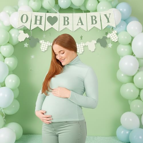 Hahafelt Baby Banner for Baby Shower Decorations, Green - Image 3
