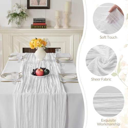 6 Pack White Cheesecloth Table Runner 35"×120" Gauze Fabric Table Runner - Image 6