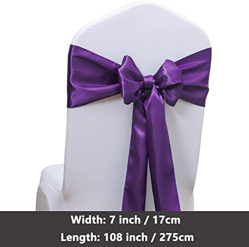 50 Pack Purple Satin Chair Ribbons, Satin Purple Chair Bows Sashes Ties for Wedding Party Birthday Decor - Image 4