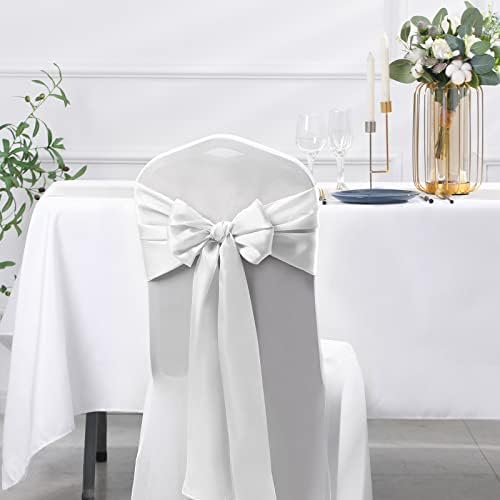 SiinvdaBZX 12 Pcs White Satin Table Runner 12 x 108 inches Long - Image 7