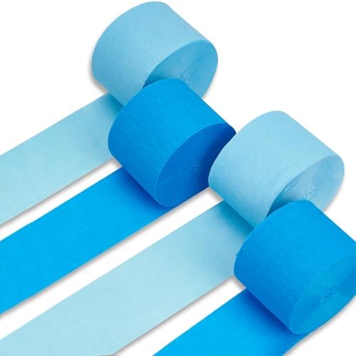 PartyWoo Blue Crepe Paper 4pcs 328 FT Light Sky Blue Streamers by PartyWoo