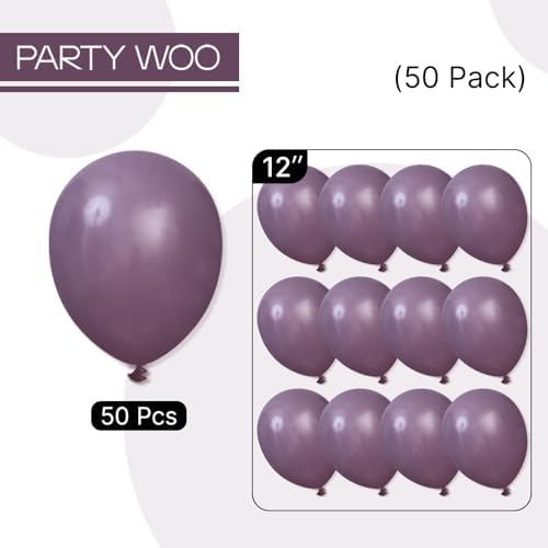 PartyWoo Dusty Purple Balloons 50pcs Lavender Lilac Dark Royal Purple Boho - Image 6