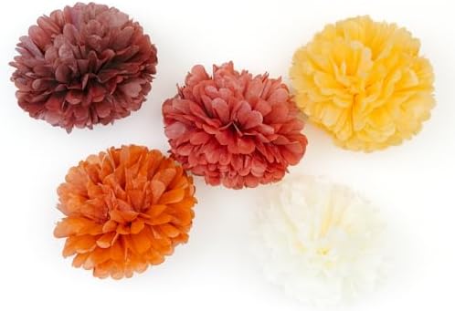 PapaKit 20pc Burnt Orange Tissue Paper Pom Poms - Earthy Garden Party Decorations for Wedding, Boho Baby Shower, Birthday Backdrop and Floral Hanging Decor - Image 4