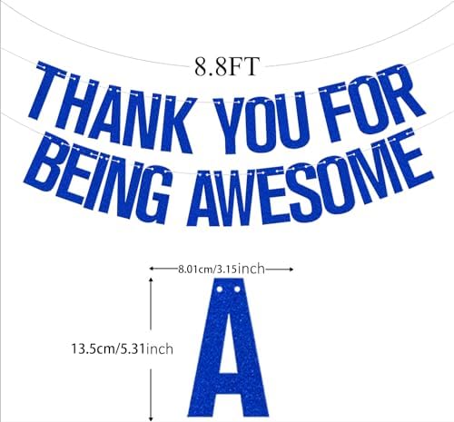 Thank You for Being Awesome Banner Blue Glitter, We Will Miss You Banner, Birthday,for Retirement Farewell Going Away Office Work Party Decorations Blue Glitter - Image 2