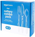 Amazon Basics Disposable Clear Plastic Cutlery Set, Premium Quality, Strong, 192 Count, Large Combo Pack Forks, Spoons and Knives by AmazonBasics