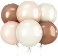 Nude Cream Beige Round Foil Balloons Boho Birthday Decor 22 Inch 6 Pcs by vibzox