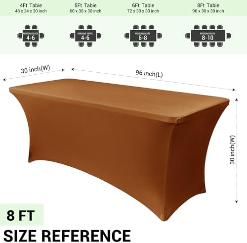 Obstal 8ft Stretch Spandex Table Cover, 2 Pack, Light Coffee - Image 4