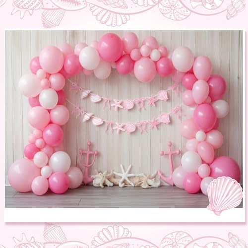 Oudain 2 Pack Pink Bow Starfish Seashell Sea Beach Party Garland Decor - Image 5