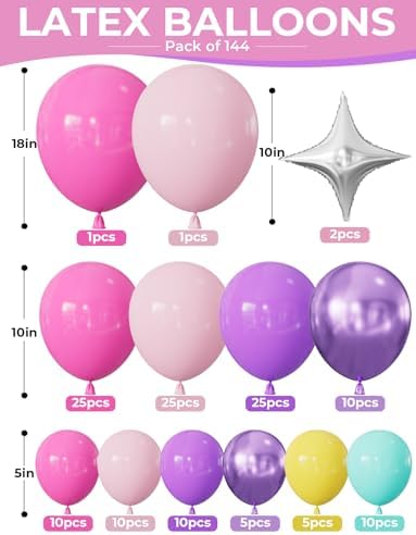 Pink and Purple Balloon Garland Arch Kit，Birthday Party Decor - Image 2