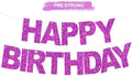 BEISHIDA Pre-Strung Glitter Purple Happy Birthday Banner Party Sign Decor by Beishida
