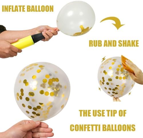 62pcs Gold White Balloons Kit - 12 Inches Gold White Confetti Party Decoration Balloons for Graduation Baby Shower Birthday Wedding Party Decorations Supplies - Image 4