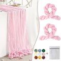Pink Cheesecloth Table Runner 2 Pack 35" Boho Gauze Runner 120 inches Long Runner Rustic Sheer Fabric Bulk for Boho Baby Shower Wedding Bridal Birthday Party Table Decorations by Waligoy